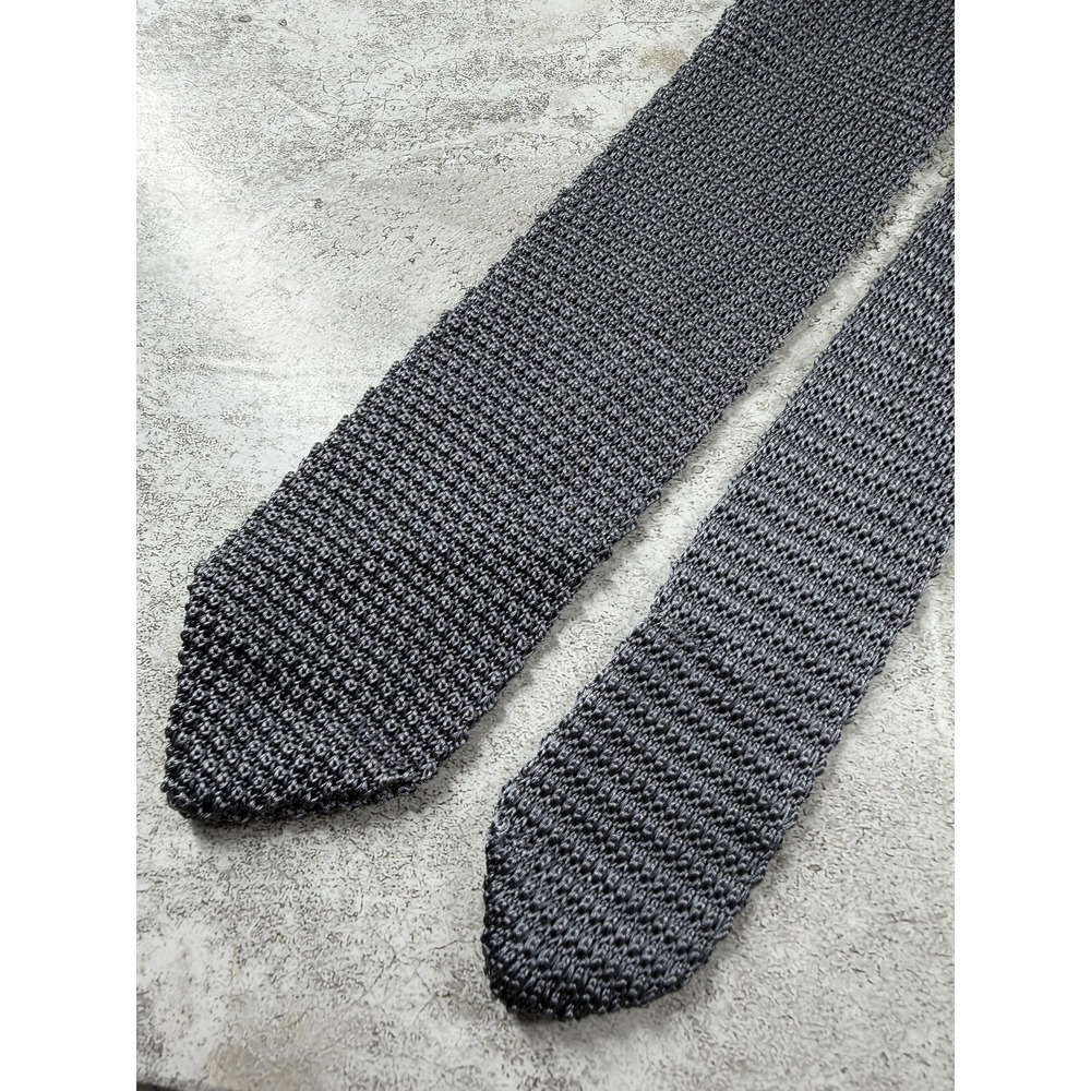Hook & Albert Tie Mens One Size Gray Slim Silk Knit Skinny Pointed Necktie